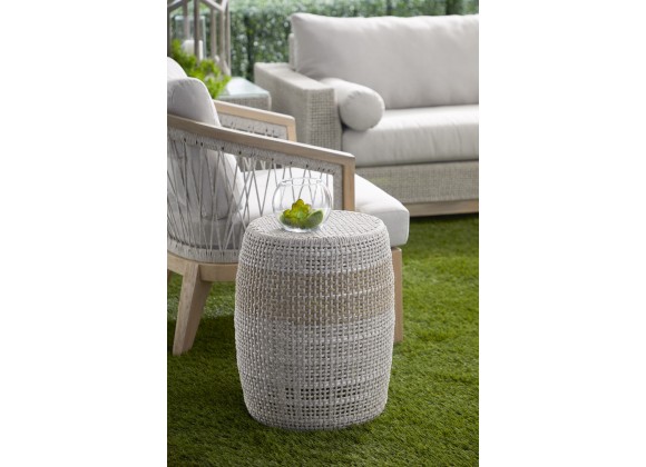 Essentials For Living Loom Accent Table in Taupe & White Flat Rope, Taupe Stripe - Lifestyle