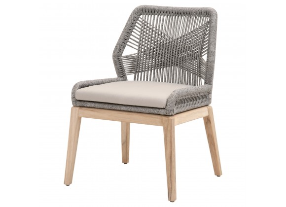 Loom Outdoor Dining Chair - Platinum Gray Teak - Angled