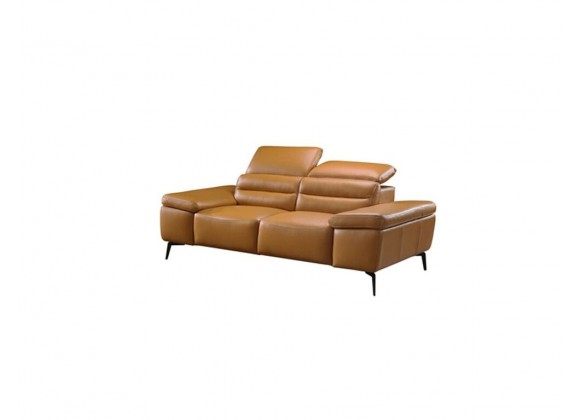 Camelo Love Seat Camel Colored Leather with Black Powder Coated Legs