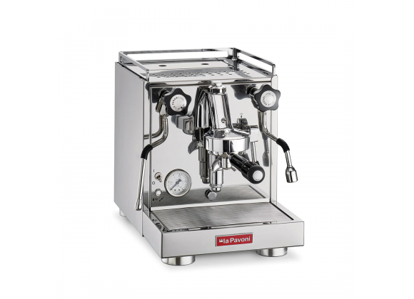 La Pavoni Cellini Classic Espresso Machines in Silver - Angled View
