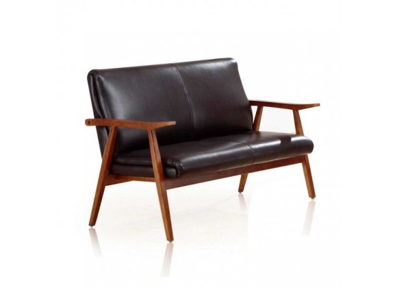 Manhattan Comfort Arch Duke 51.2 in. Black and Amber Faux Leather 2-Seater Loveseat