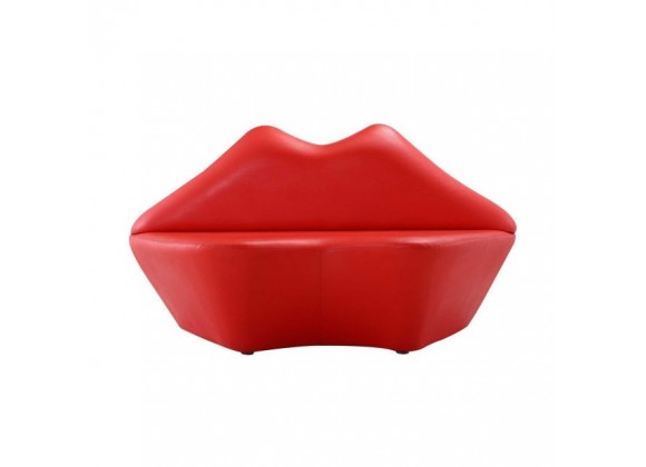 Manhattan Comfort Kiss 61.8 in. Red Faux Leather 2-Seater Loveseat Front