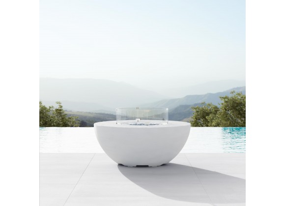 Azzurro Living Luna Fire Table With Bone Concrete - Lifestyle
