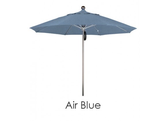 California Umbrella 9' SSteel SinglePole FGlass Ribs M Umbrella SV Anodized - Sunbrella