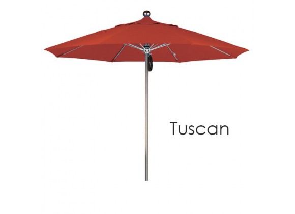 California Umbrella 9' SSteel SinglePole FGlass Ribs M Umbrella SV Anodized - Pacifica