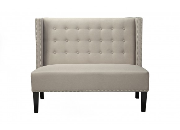 Alpine Furniture Aristocrat Upholstered Bench in Beige/Grey - Front