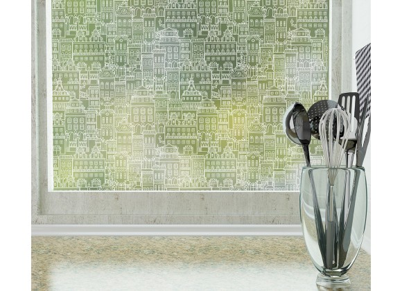 Odhams Press Little City Frosted Non-Adhesive Decorative Window Film - Privacy Cling Film