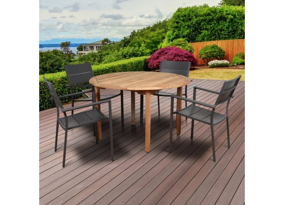 Amazonia Koningsdam 5 Piece Teak Round Patio Dining Set