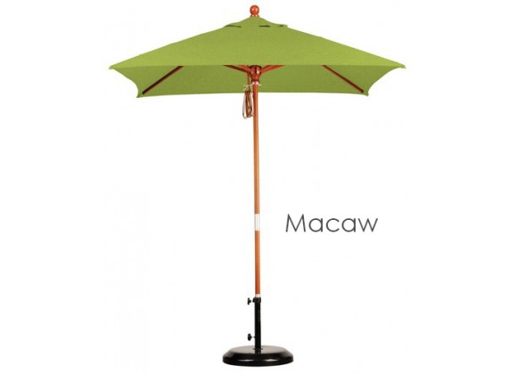 California Umbrella 6'x6' Wood Market Umbrella Pulley Open Marenti Wood - Sunbrella