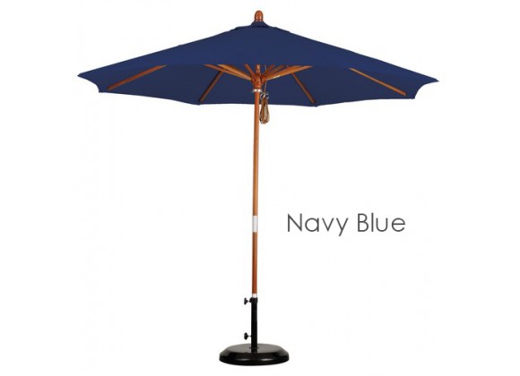 California Umbrella 9' Wood Market Umbrella Pulley Open Marenti Wood - Olefin