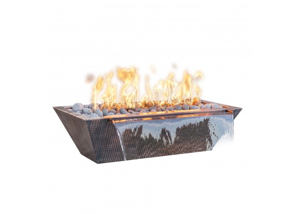 The Outdoor Plus Linear Maya Hammered Copper Fire & Water Bowl