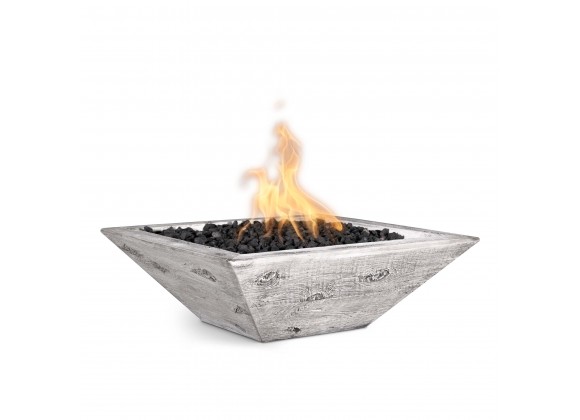 The Outdoor Plus Maya Wood Grain Fire Bowl Ivory