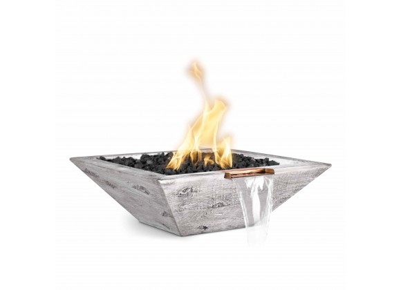 The Outdoor Plus Maya Wood Grain Fire and Water Bowl Ivory 
