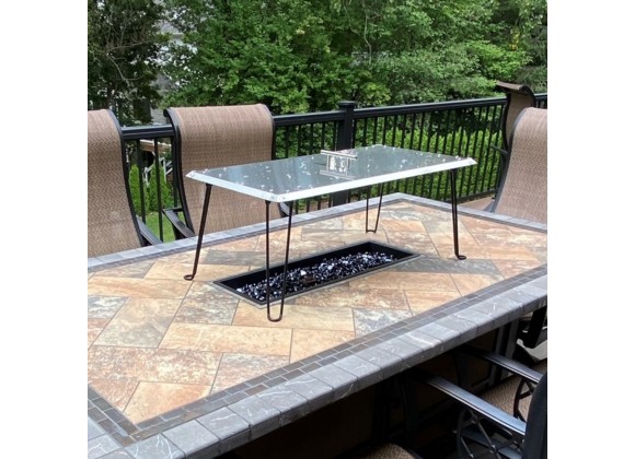 AZ Patio Heaters Heat Warden Rectangle Fire Pit Heat Deflector in Stainless Steel - Lifestyle