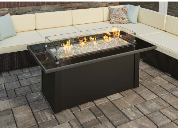 Outdoor Greatroom Company Monte Carlo Fire Table W/Black Glass Top/Blk Base CF1242