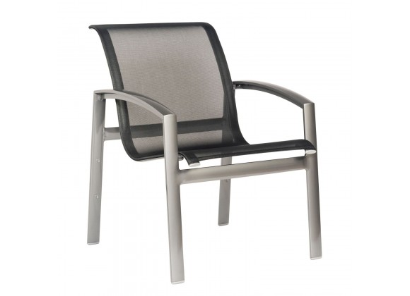Woodard Metropolis Sling Stacking Dining Armchair - Angled