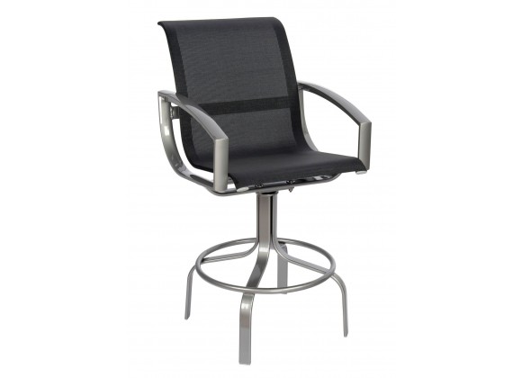 Woodard Metropolis Sling Swivel Bar Stool - Angled View