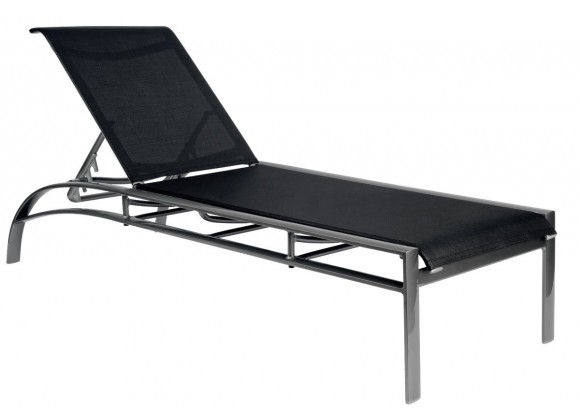 Woodard Metropolis Sling Adjustable Chaise Lounge Stackable - Angled View
