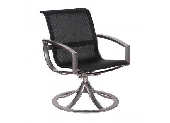 Woodard Metropolis Sling Swivel Dining Armchair - Angled