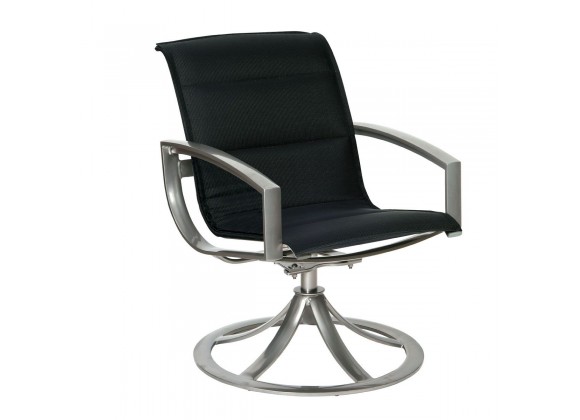Woodard Metropolis Padded Sling Swivel Dining Armchair - Angled