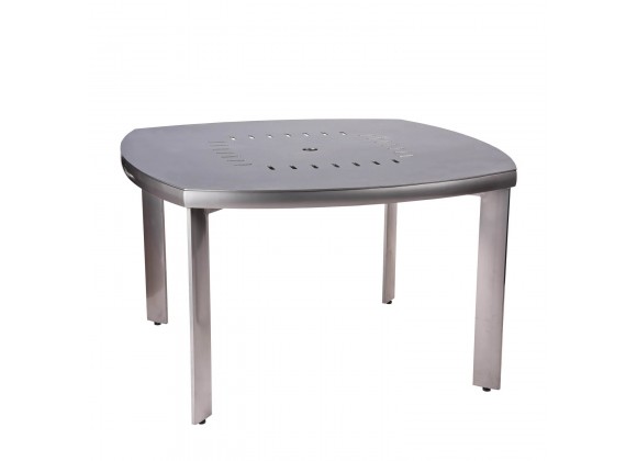 Woodard Metropolis Square Round Dining Umbrella Table - Angled