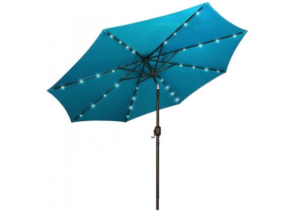AZ Patio Heaters Solar Market Umbrella with LED Lights in Turquoise - Lifestyle