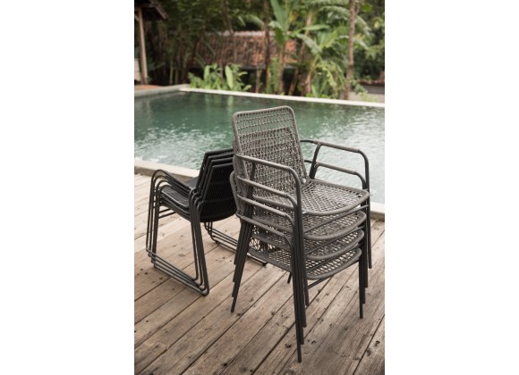 Azzurro Living Milos Stackable Dining Chair With Smoke Cushion - Stacked Lifestyle Photo