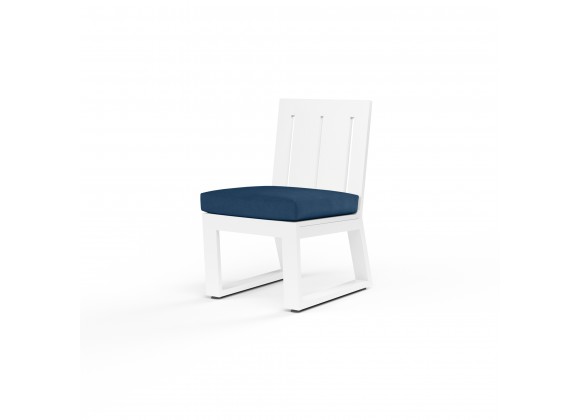 Newport Armless Dining Chair in Spectrum Indigo, No Welt - Front Side Angle