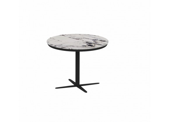 Italian Home Mobi End Table in Small Shiny Ceramic top in Capraia with Metal legs - Front Angle