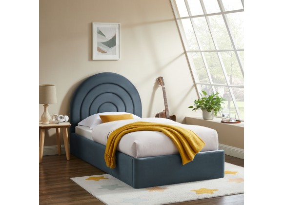 Modway Solana Arched Performance Velvet Twin Platform Bed Blue