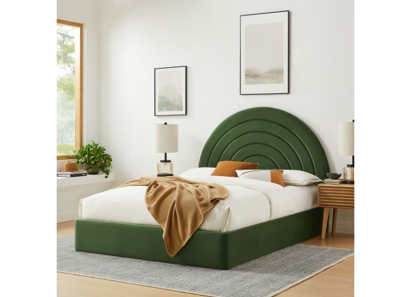 Modway Solana Arched Performance Velvet Full Platform Bed Green