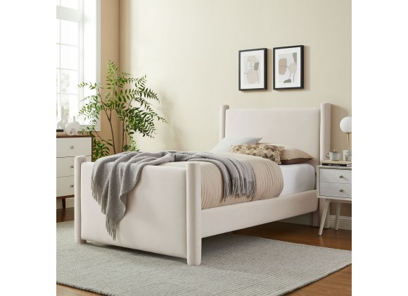 Modway Rael Performance Velvet Twin Platform Bed Ivory