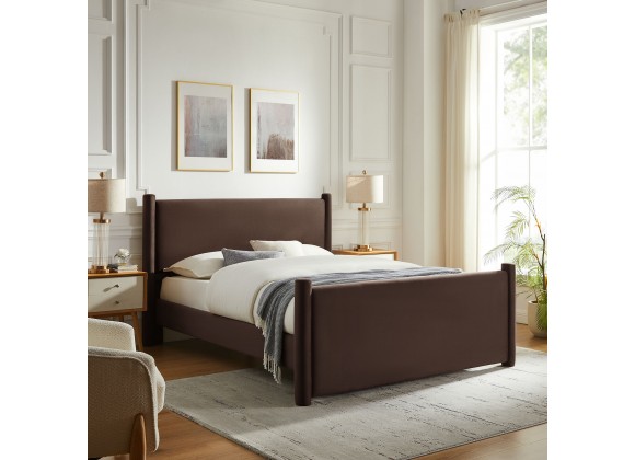 Modway Rael Performance Velvet Full Platform Bed Brown