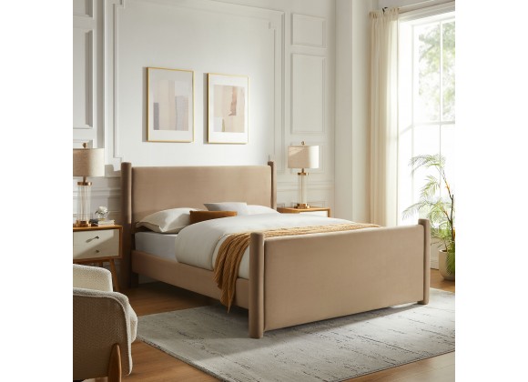 Modway Rael Performance Velvet Queen Platform Bed Taupe