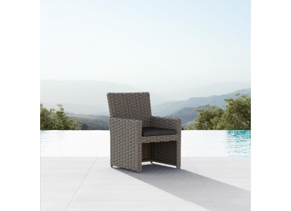 Azzurro Monaco Dining Chair With Matte Charcoal Aluminum And Stone Gray All-Weather Wicker - Lifestyle
