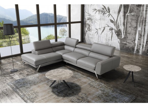 J&M Furniture Mood Grey Leather Sectional