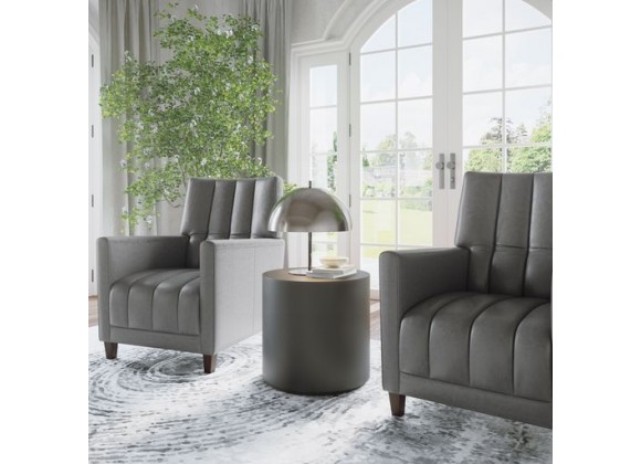 Sunpan Romalda Lounge Chair - Vintage Charcoal Leather - Lifestyle