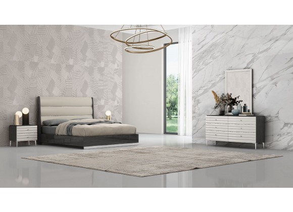 Whiteline Modern Living Pino Rectangular Mirror in High Gloss Light Grey - Lifestyle