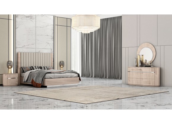 Whiteline Modern Living Waves Round Mirror High Gloss Beige Angley - Lifestyle