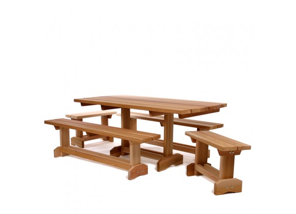All Things Cedar 5 Piece Set Western Red Cedar Outdoor Market - Bench Angle