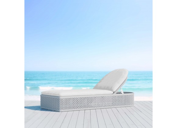 Azzurro Living Montauk Lounge Chair With Matte White Aluminum Frame And Pearl Gray All-Weather Rope - Lifestyle