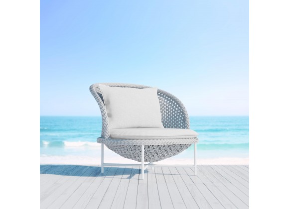 Azzurro Montauk Club Chair In Matte White Aluminum With Pearl Gray All-Weather Rope - Lifestyle