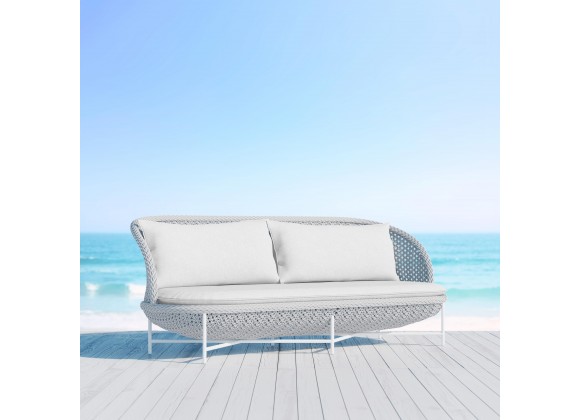 Azzurro Living Montauk 3 Seat Sofa With Matte White Aluminum Frame And Pearl Gray All-Weather Rope - Lifestyle