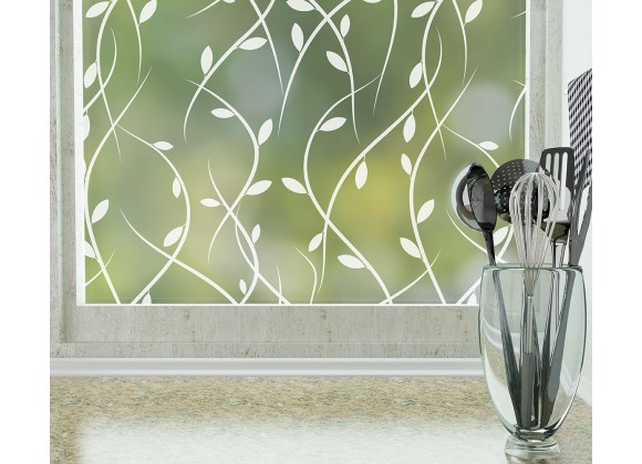 Odhams Press Vines Frosted Non-Adhesive Decorative Window Film - Privacy Cling Film
