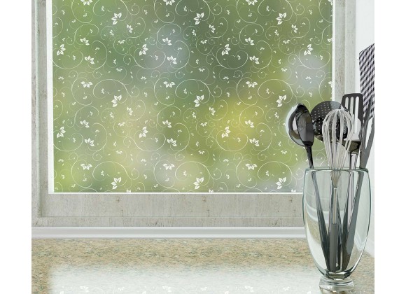 Odhams Press Jasmine Frosted Non-Adhesive Decorative Window Film - Privacy Cling Film