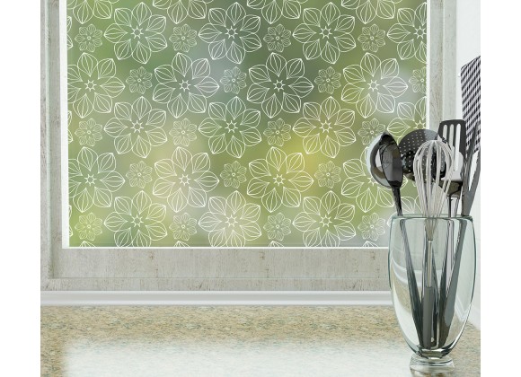 Odhams Press Blossom Frosted Non-Adhesive Decorative Window Film - Privacy Cling Film