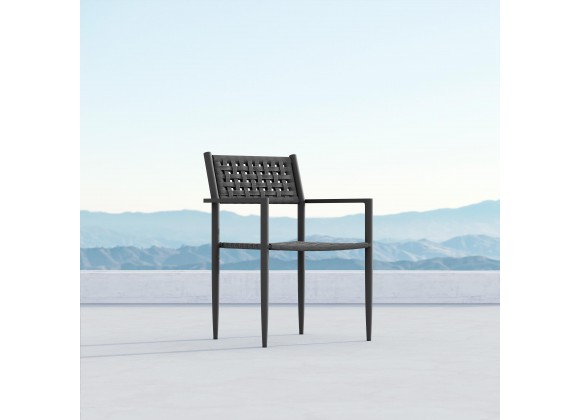 Azzurro Naples Dining Chair With Matte Charcoal Aluminum Frame and Ash All-Weather Rope - Lifestyle