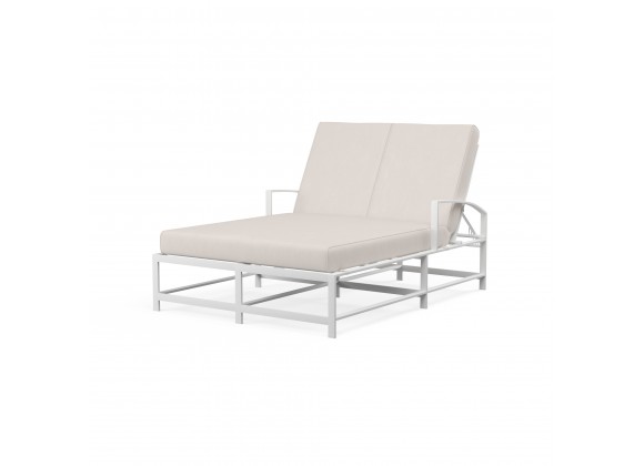 Bristol Double Chaise in Canvas Natural w/ Self Welt - Front Side Angle