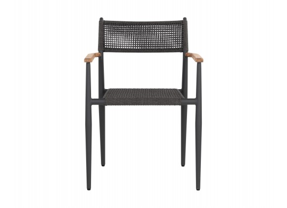 Sunpan Kona Stackable Dining Armchair Dark Grey - Set of Two - Front Angle