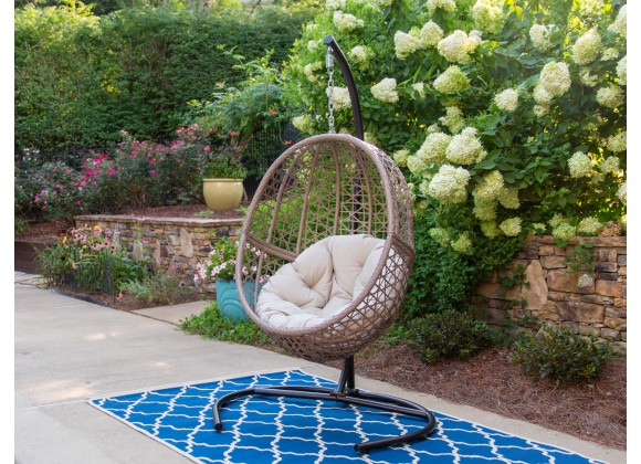Tortuga Outdoor Rio Vista Outdoor Wicker Hanging Egg Chair with Stand